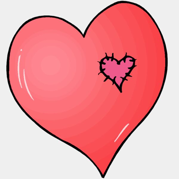 love heart with heart patch sewn on Thumbnail