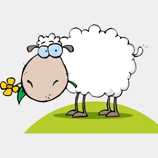 Sheep with flower on green hill Thumbnail