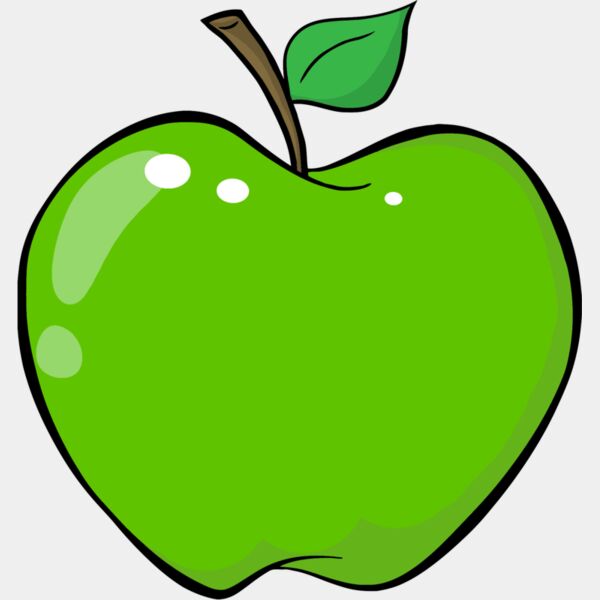 green apple with stalk and leaf Thumbnail